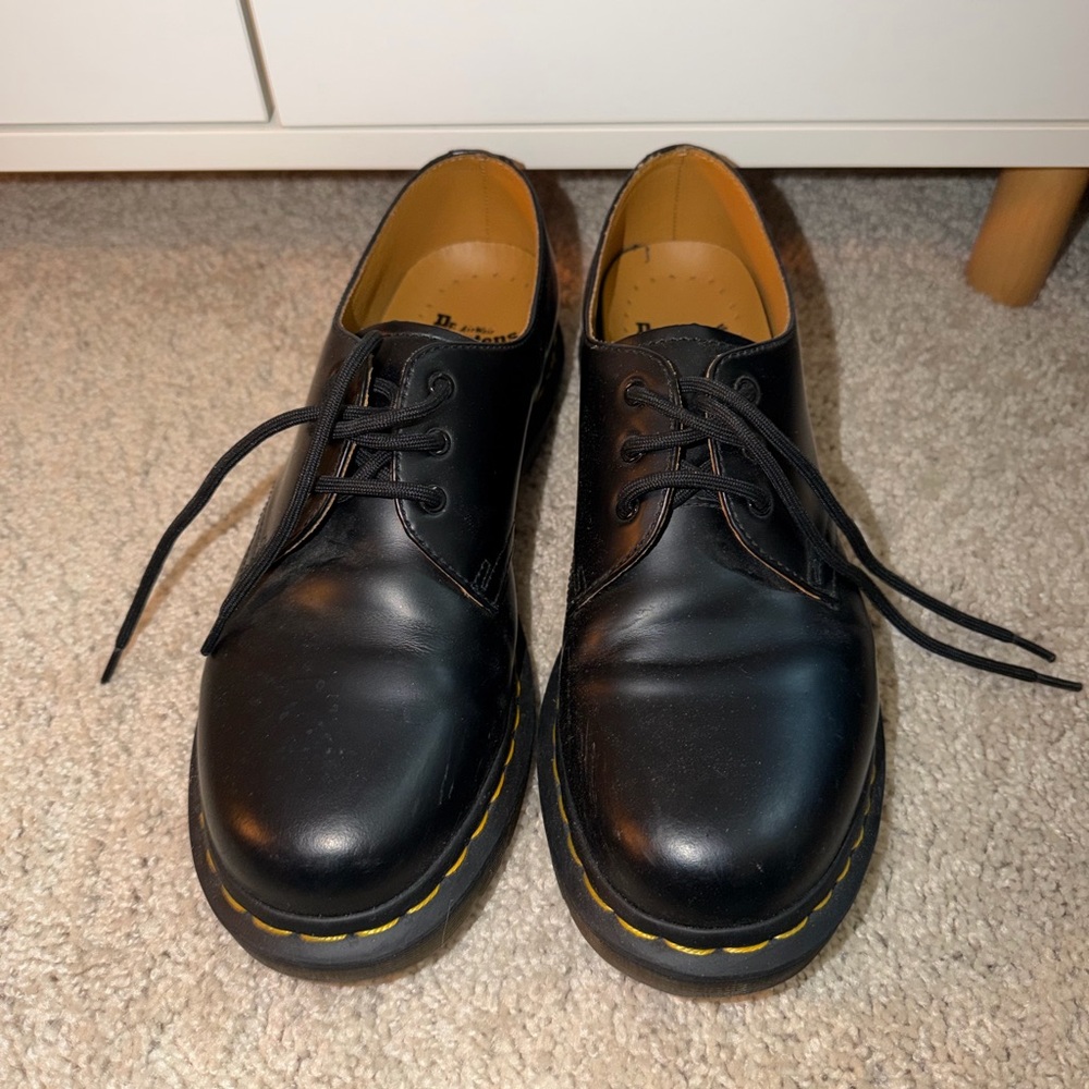 Dr. Martens Black Leather 3-Eye Oxford with Yellow Stitching - Picture 4 of 7